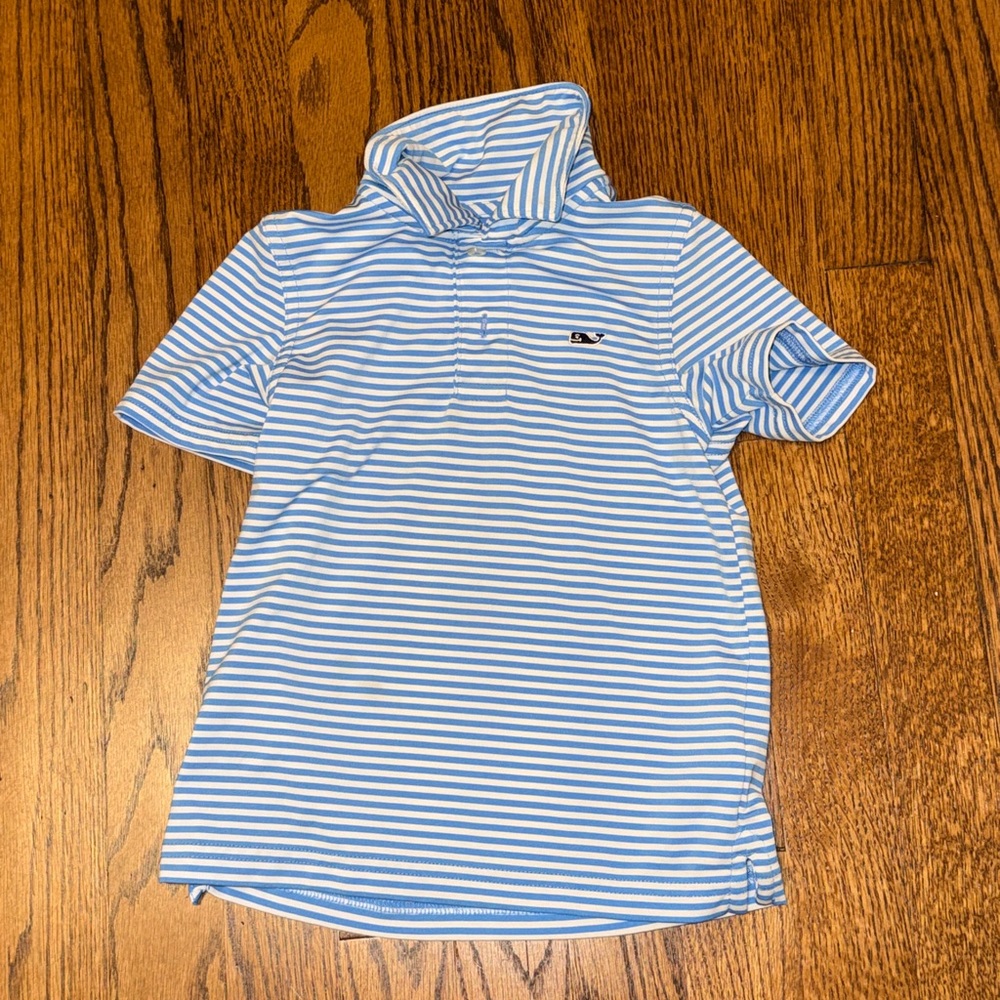 Vineyard Vines Light Blue and White Striped Kids Polo
